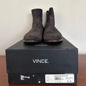 Pre-owned Men’s Vince Andes Suede Chelsea Black carbon grey size 10